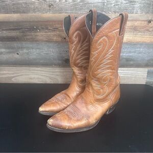 Laredo Men’s Size 12D Brown Leather Cowboy Boots Southwest Rodeo Embroidered
